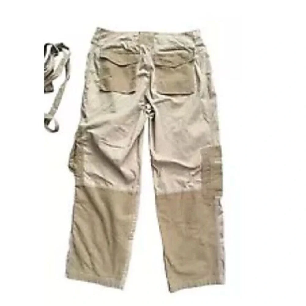 Abercrombie & Fitch Cargo Pants Womens 16R Tan Patchwork Corduroy Utility Belted - Picture 3 of 5